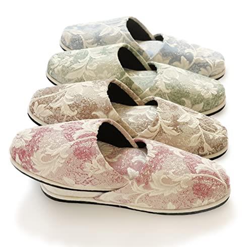 Chausse’ 4足セット 来客用スリッパ 花柄フェルト底 通年用 外寸27cm 8s31-3