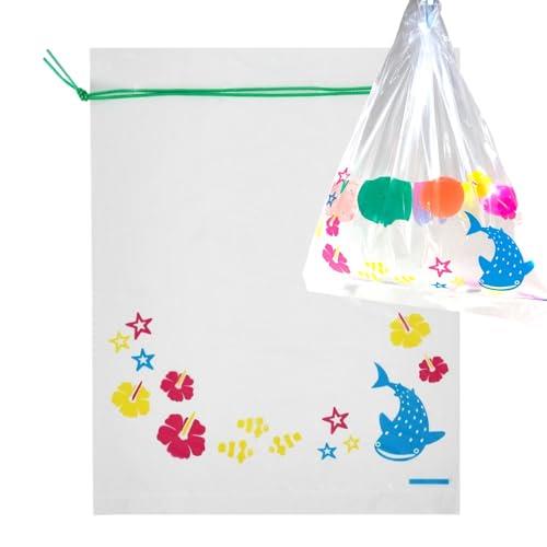 Okima 金魚袋 100枚 【選べる4色＋全色】 金魚すくい スーパーボール 南国風 縁日 14×18cm (緑, 100枚)
