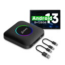 【マラソンエントリーでポイント10倍】CarlinKit Tbox Ambient Android13.0 Ai Box 8+128GB ワイヤレスCarPlay/Android Auto Youtube等の動画視聴可能 内蔵GPS 画面2分割表示可能 無線接続 S IM カー ド対応 TFカードは512Gに拡張可能 有線カープレイ搭載車両に対応