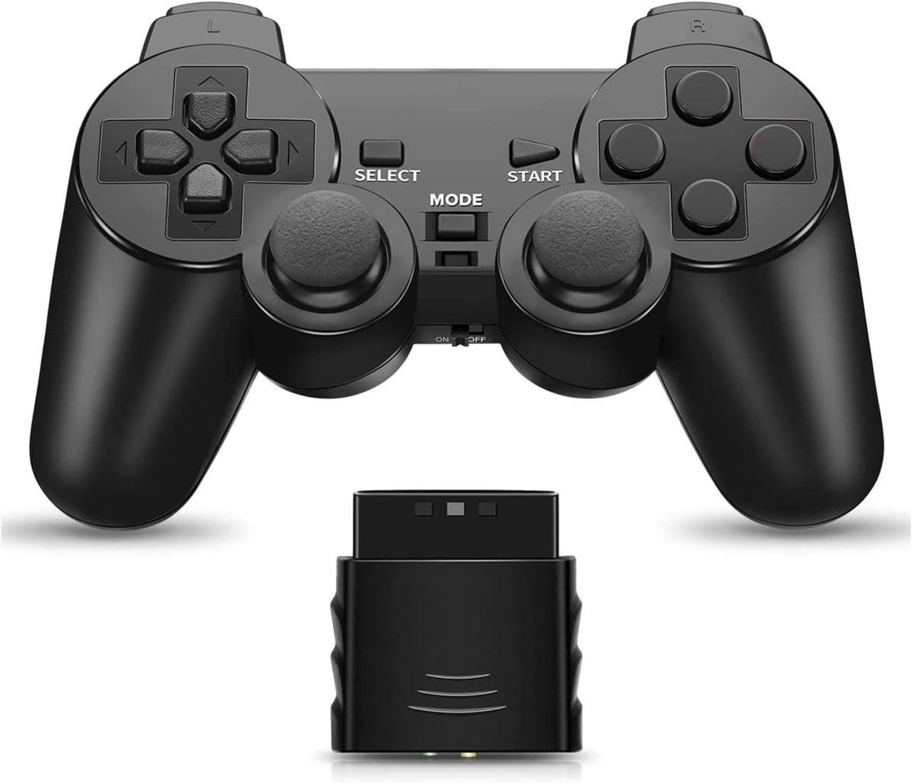 Fancyan PS2 用 ワイヤレスコントロ ーラー DUAL SHOCK2 ゲームパット 互換対応 日本語説明書（深い黒）