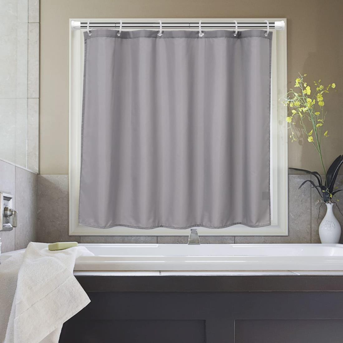 AooHome シャワーカーテン 小窓 目隠し 防水 短め 防カビ ユニットバス 浴室窓 お風呂窓 45cm丈 カフェカーテン 100cm幅 間仕切り リング付き 洗濯可 取付簡単 グレー