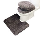 HJ 便座カバー 便座シート U型 足元マット 便座蓋カバー トイレマット 便座ふたカバー 抗菌防臭 伸縮 厚手 ふわふわ 吸水 速乾 3点セット (コーヒー)