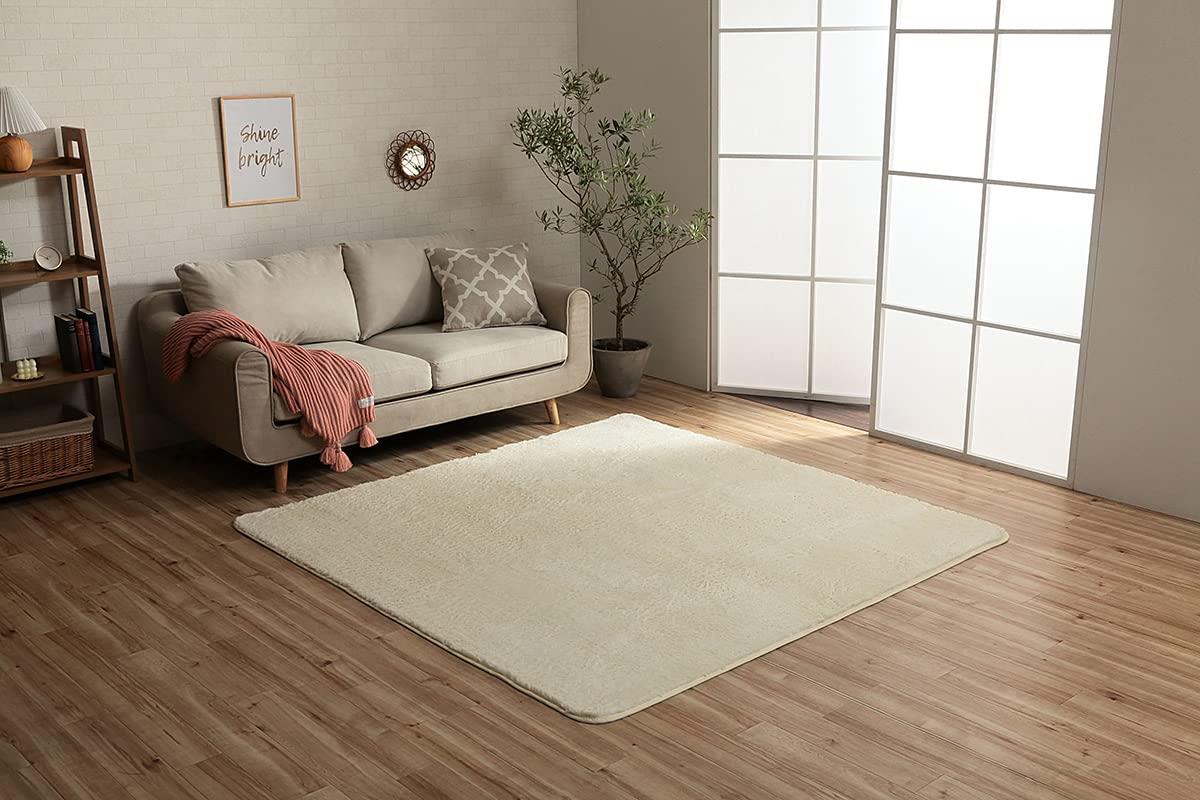 イケヒコ・コーポレーション ラグ カーペット マット 長方形 フィリップ2 畳み アイボリー 約130×185cm 洗 濯 機対応 フ ィ ラ メ ン ト 無地 クッション 通年 オールシーズン #1280600141503