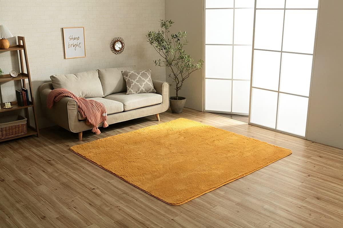 イケヒコ・コーポレーション ラグ カーペット マット 長方形 フィリップ2 畳み オレンジ 約130×185cm 洗 濯 機対応 フ ィ ラ メ ン ト 無地 クッション 通年 オールシーズン #1280600201503