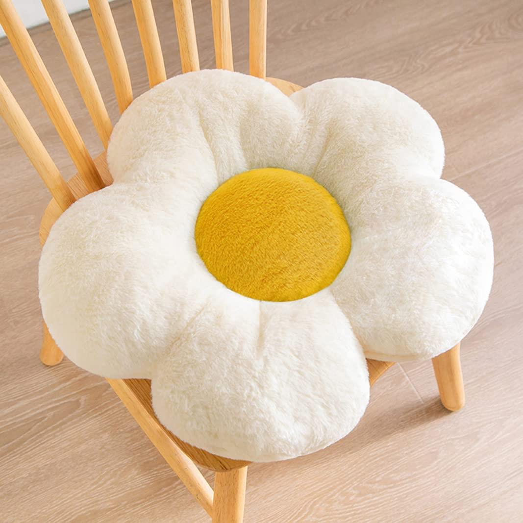座布団 おしゃれ 可愛い 抱き 枕 花 クッション 大きい 背凭れ 柔らかい フロアクッション 低反発 厚め 8cm お尻が痛くならない 四季通用 両面使用可能 ざぶとん クッション 椅子 オ フィ ス用クッション 家を装飾する 在宅 お誕生日 プレゼント (45cm,ホワイト)