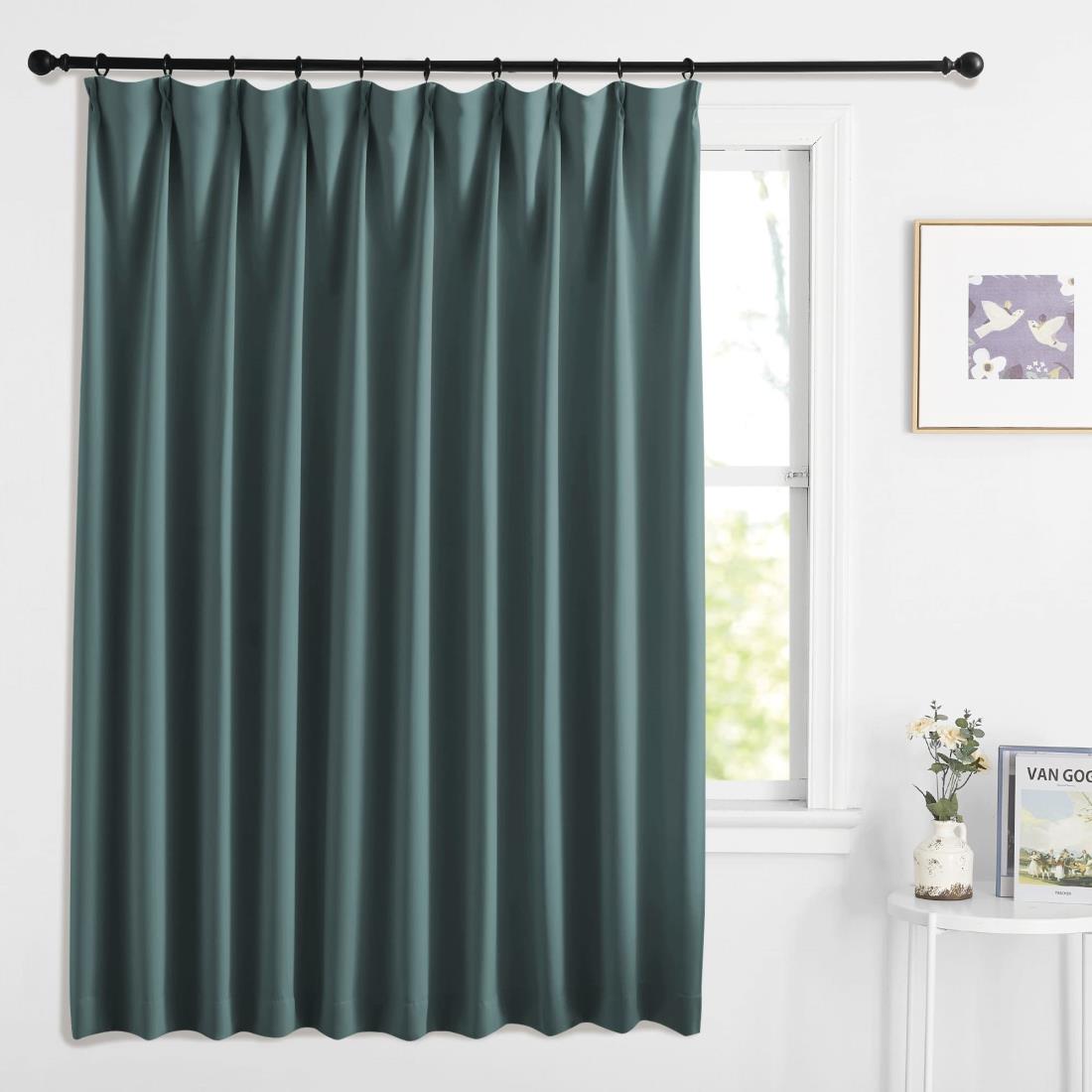 NICETOWN 遮光カーテン 断熱 防音(幅150cm丈230cm 1枚入り アジャスターフック付) 目隠し 防寒 ホーム飾り 新居 引っ越し マンション アパート パーティ 誕生日 ク リ ス マス 北極藍