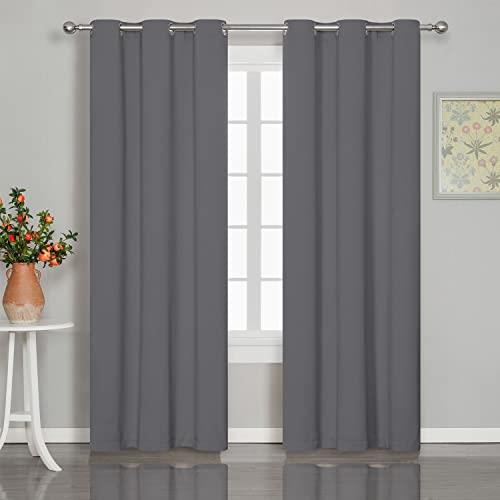 1級遮光カーテン 幅100cm 丈200cm グレー 2枚入り ハトメ型 間仕切り 目隠し 防寒 保温 遮熱 断熱 冷気遮断 UVカット