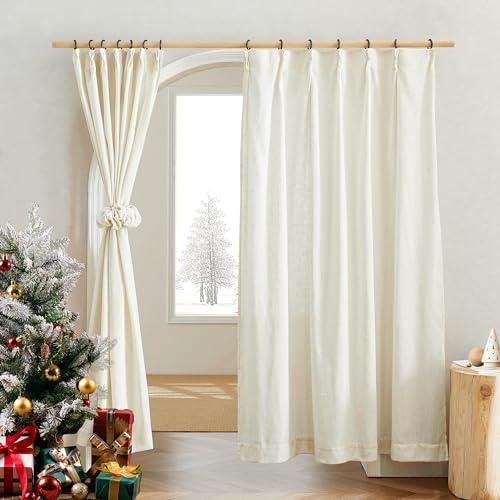 NICETOWN 麻風カーテン タイプ-1 外から見えにくい 通気 プライバシー保護 UVカット ナチュラルな雰囲気 半遮光 家具保護 紫外線対策 居間 寝室 上品 幅100cm丈150cm 生成り色 2枚セット