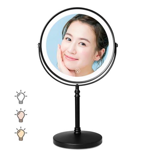 AMZTOLIFE 化粧鏡 LEDライト付き 女優ミラー 10倍拡大鏡 3色調節 無段階調光 USB充電式 コードレス 360度回転 タッチ式 自然光再現 高色彩還元 鏡 卓上 スタンドミラー (ブラック) AMZTOLIFE 化粧鏡 LEDライト付き 女優ミラー 10倍拡大鏡 3色調節 無段階調光 USB充電式 コードレス 360度回転 タッチ式 自然光再現 高色彩還元 鏡 卓上 スタンドミラー (ブラック)