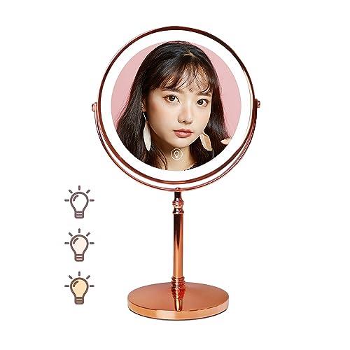 AMZTOLIFE 化粧鏡 LEDライト付き 女優ミラー 10倍拡大鏡 3色調節 無段階調光 USB充電式 コードレス 360度回転 タッチ式 自然光再現 高色彩還元 鏡 卓上 スタンドミラー (ローズゴールド) AMZTOLIFE 化粧鏡 LEDライト付き 女優ミラー 10倍拡大鏡 3色調節 無段階調光 USB充電式 コードレス 360度回転 タッチ式 自然光再現 高色彩還元 鏡 卓上 スタンドミラー (ローズゴールド)