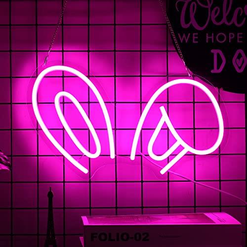 ウサギの耳ネオンサイン ピンクライトインテリア かわいいネオンサイン 調光可能 Ledネオンサイン 壁装飾 USB電源 ウサギネオンサイン 復活祭 子供部屋装飾...