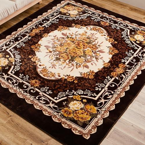 萩原 ラグ カーペット ブラウン 約200×240cm アドリア 洗える ふっくら 滑り止め付き ホットカーペット..