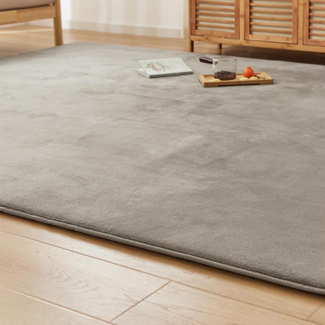 VK Ingeroom カーペット ラグ 極厚25mm 約2畳 厚手 ラグマット 防音 滑り止め付 抗菌 防臭 防ダニ 低ホルム ふわっと手触り高反発 床暖房ホットカーペット対応 冬用 北欧 おしゃれ こたつ敷きマット 185×185cm グレー