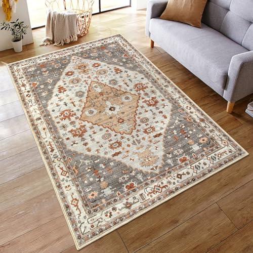 HAOCOO ラグ 洗える 120×160cm オールシーズン適用 エスニック風 ラグマット 1.5畳 ふわふわ おしゃれ 滑り止め 低反発 防ダニ 防臭 軽量 防音マット 室内用 デスクマット ダイニングマット ホットカーペット対応 アンティーク 民族模様