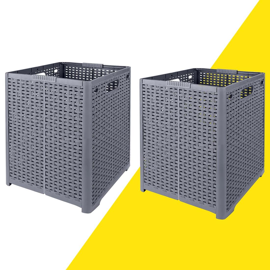 ランドリー バスケット 洗濯カゴ 折りたたみ 48L ランドリ ーボ ックス 脱衣かご 折り畳みランドリーバスケット ソフトバスケット 洗濯物かご おしゃれ 洗濯ものかご 収納バスケット 大容量 ポータブル (2個組, グレー)