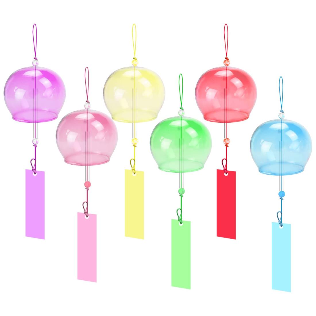 siawadeky 風鈴 6個セット ガラス風鈴 手作り風鈴 江戸 澄んだ音 厄除け 幸運をもたらす 涼しい感じ 夏の風物詩 おしゃれ 窓・屋根飾り 室内外兼用...