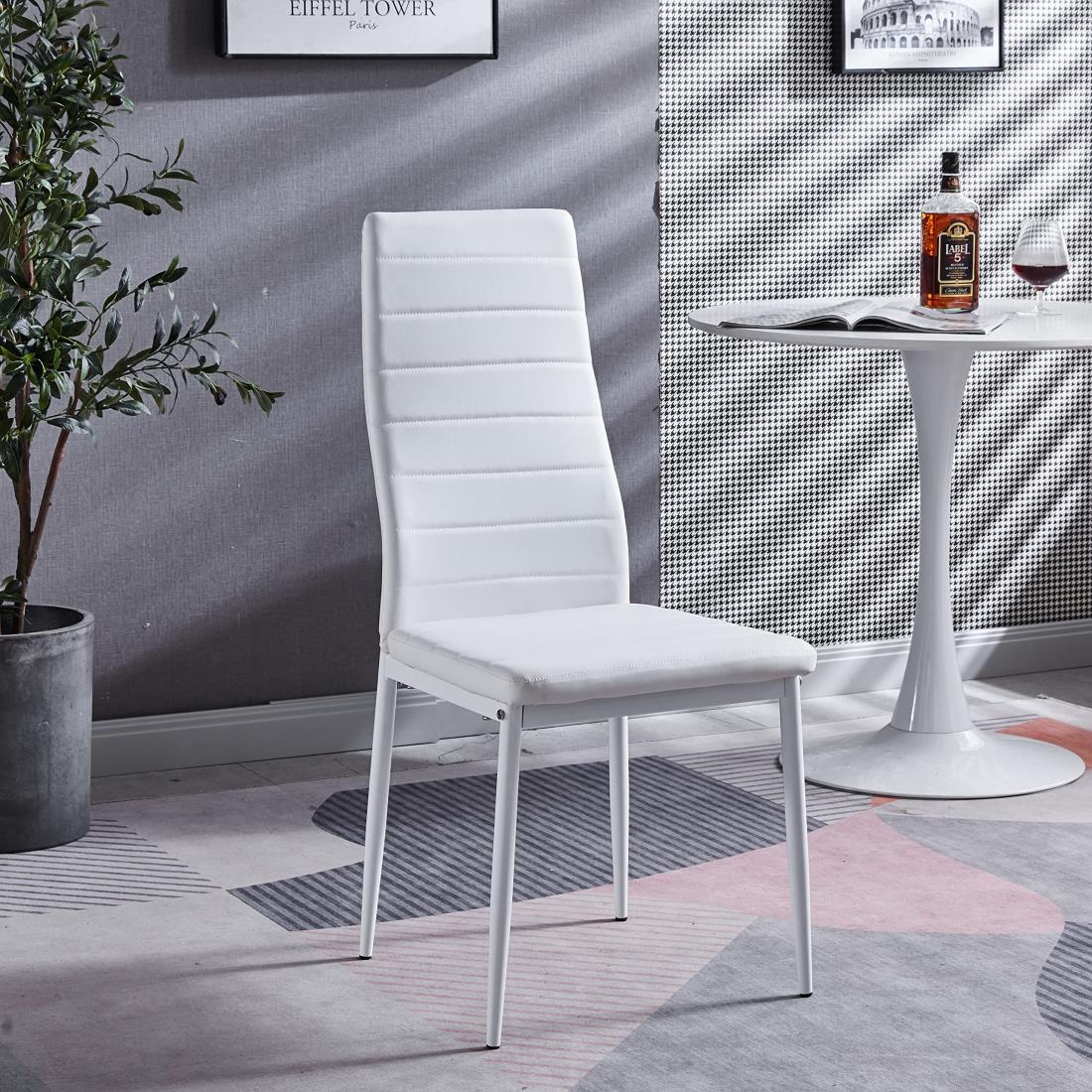 ダイニングチェア 2脚セット レザー 椅子 イス 食卓椅子 レトロ 北欧 コンパクト リビングチェア (ホワイト, 2)