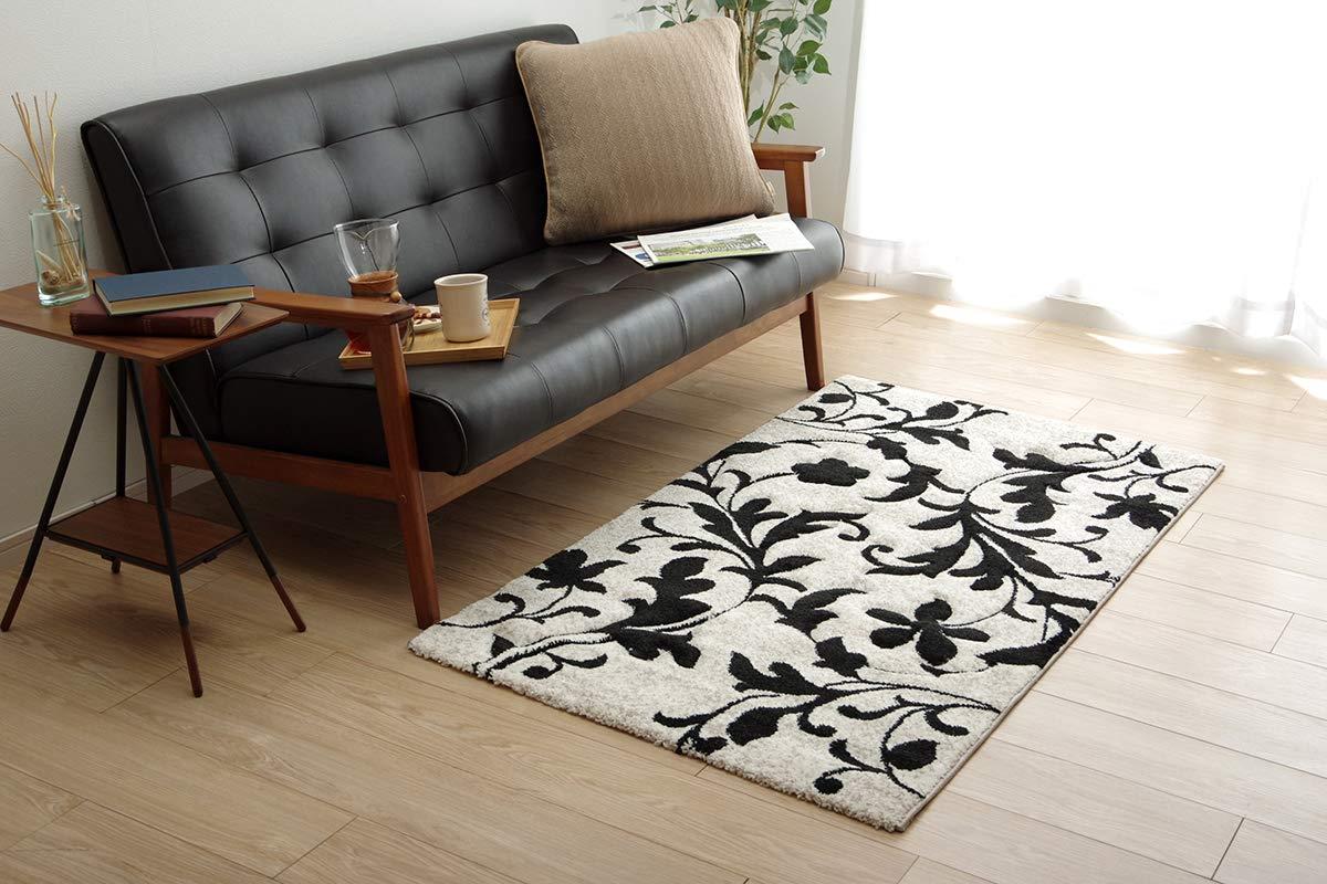 イケヒコ・コーポレーション ラグ 選べる 絨毯 ウィルトン トルコ ネム 約80×140cm ブラック カービング エ レ ガ ン ト 抗菌防臭 消臭機能 へたりにくい #2352609