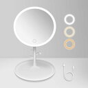 tekstap ライト付きミラー、3色モード 明るさ調節可能 led 鏡 ライト付き 卓上、充電式 led ミラー 卓上、110°角度調整可能な化粧鏡、旅行に使える取り外し可能な女優 ミラー 軽量(円形)