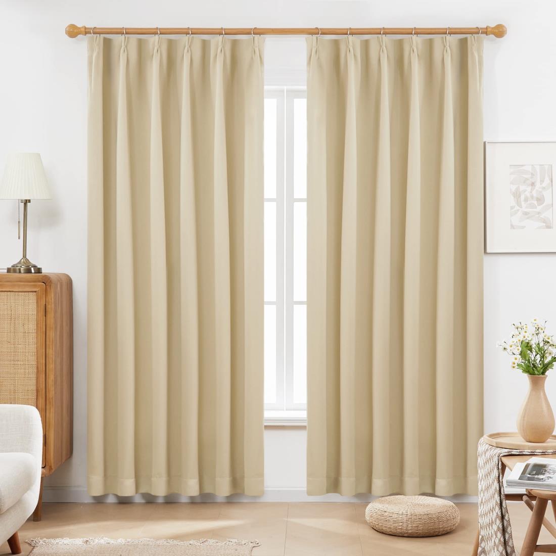 Deconovo 遮光 カーテン 幅100cm丈230cm ベージュ 2枚セット 北欧 冷気遮断 形態記憶加工済み 防寒 保温 UVカット おしゃれ 断熱 昼夜目隠し
