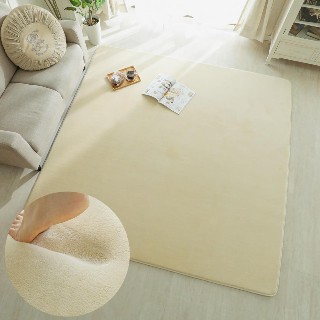 グラムスタイル ラグ ラグマット カーペット 洗える 低反発 撥水 2畳 190x190cm スーパームートプラス ロングビーチ ライトベージュ