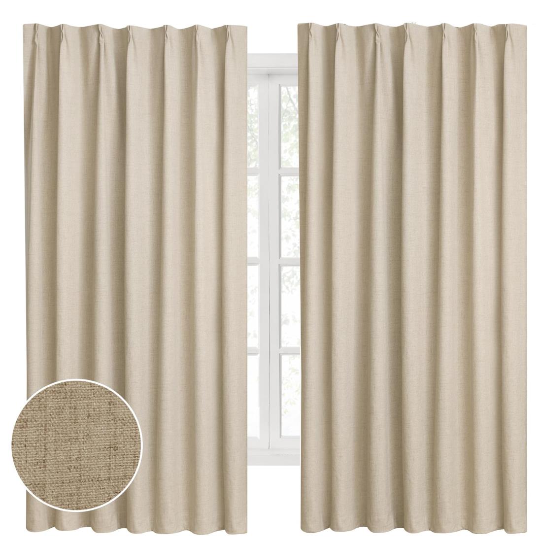 Hansleep 完全遮光カーテン リネン 生地 1級遮光 2枚組 幅100cm丈178cm モカ 断熱 防寒 防音 省エネ 厚手 無地 おしゃれ 洗える リビング用 (モカ, 幅100cm×丈178cm)