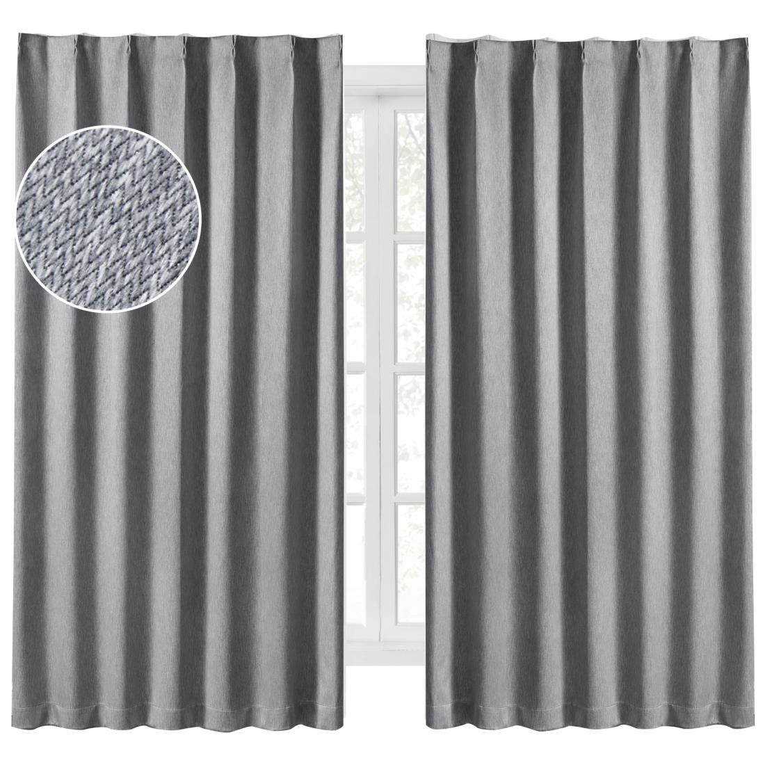Hansleep 完全遮光カーテン リネン生地 人字柄 2枚組 幅100cm丈135cm グレー 断熱 防寒 防音 省エネ 厚手 無地 おしゃれ 洗える リビング用 (グレー, 幅100cm×丈135cm)