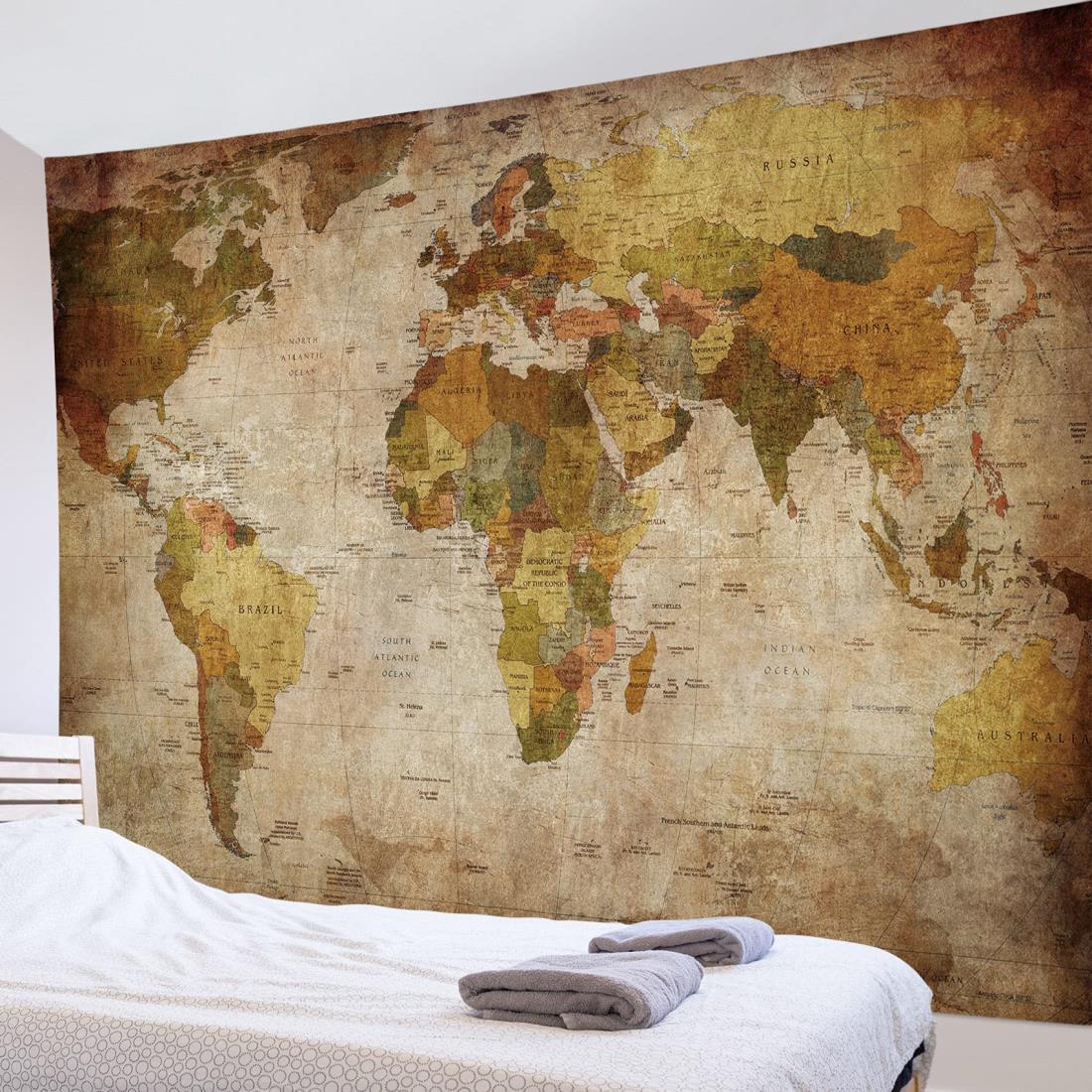 LBヴィンテージ風タペストリー 世界地図ワールドマップ インテリア おしゃれの壁掛け 多機能ファブリッ..