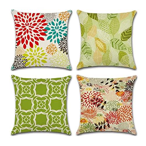 YunJeude クッションカ バ ー 45x45cm 4枚セット 北欧 幾何学模様 違う柄 リネン 亜麻 可愛い おしゃれ..