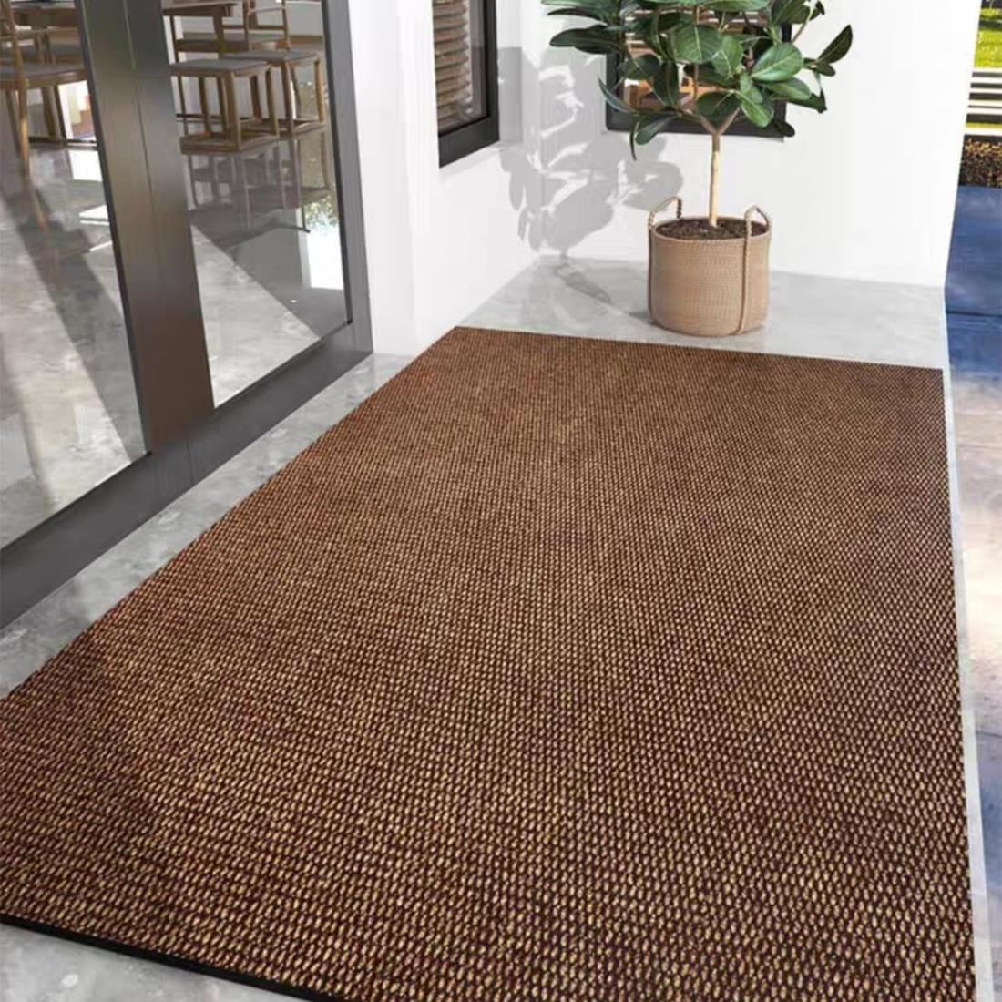 玄関マット キッチンマット屋外 室内 滑り止め 業務用 無地 大判 マット シンプル 泥落とし 足ふきマット（ブラウン120*150）