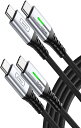 INIU USB C ケーブル (2本セット 2m) 100W 5A PD QC4.0 急速充電 高速データ転送 高耐久ナイロン編み Type C to Type C USBケーブル タイプC 充電ケーブル iP ho ne 16 15 Samsung Galaxy MacBook Airpods iPad Xiaomi OPPO Sony Xperia Google Pixel等Type-C機種対応(2)