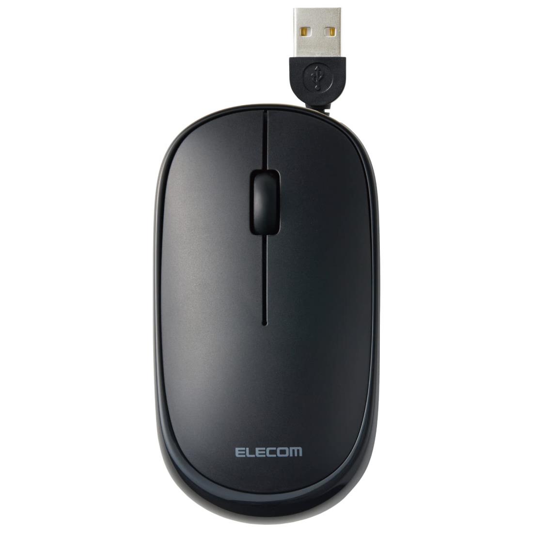【マラソンエントリーでポイント10倍】エレコム(ELECOM) 有線 マウス Slint 静音 薄型モバイル 3ボタン ケーブル巻取式 ブラック M-TM10UBBK Mサイズ
