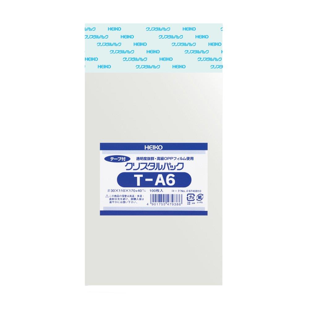 シモジマ ヘイコー 透明 OPP袋 ク リ ス タ ルパック テープ付 A6 100枚 T-A6
