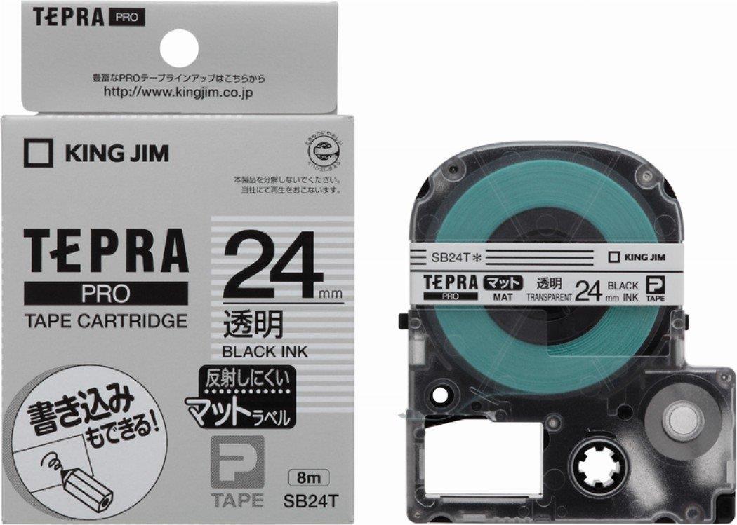 【純正】 キングジム(Kingjim) テプラPROテープカート リッジ マット 24mm 透明ラベル/黒文字 長さ8m SB24T
