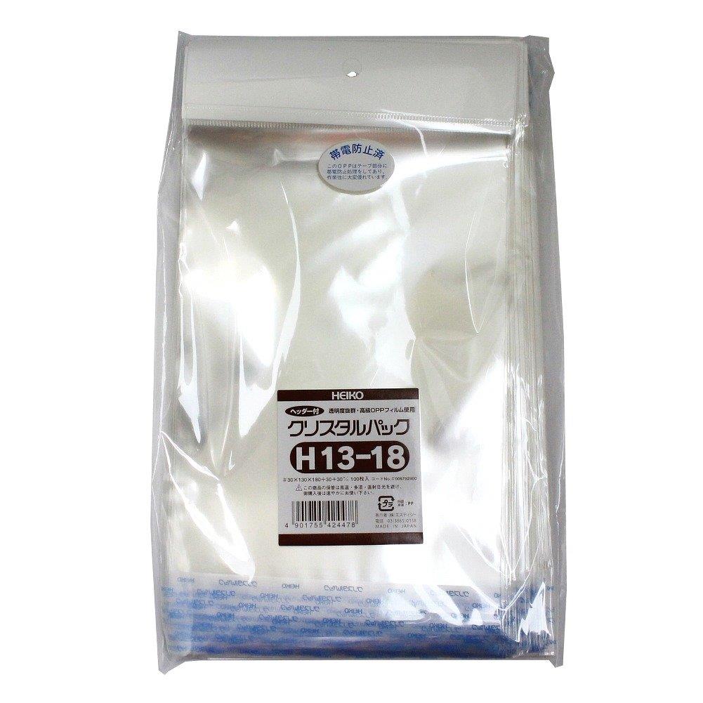 シモジマ ヘイコー 透明 OPP袋 ク リ ス タ ルパック ヘッダー付 13×18cm 100枚 H13-18 006792900