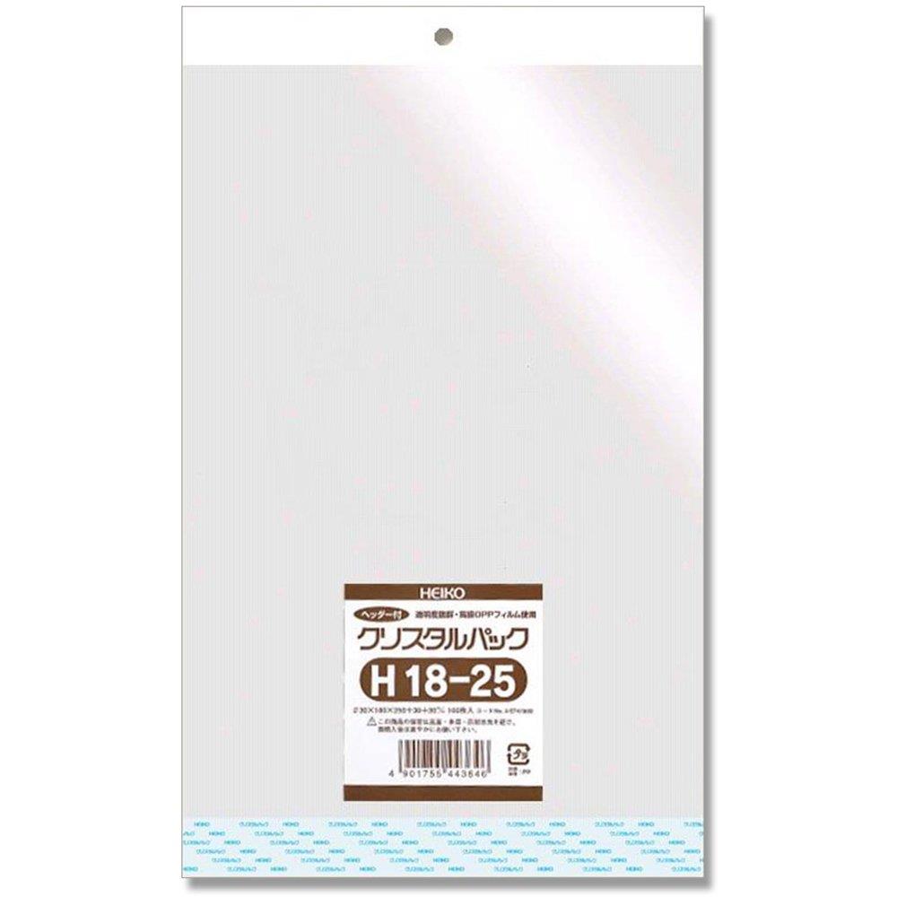 シモジマ ヘイコー 透明 OPP袋 ク リ ス タ ルパック ヘッダー付 18×25cm 100枚 H18-25 006747800