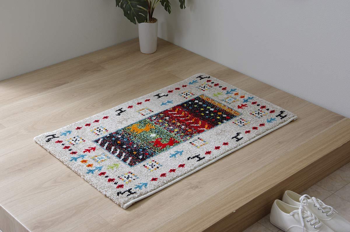 【マラソンエントリーでポイント10倍】イケヒコ 玄関 選べる マット ラグ ウィルトン トルコ イビサ 約50×80cm アイボリー ギャベ柄 抗菌防臭 消臭機能 へたりにくい #2048839