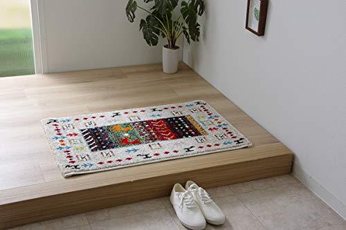 イケヒコ 玄関 選べる マット ラグ ウィルトン トルコ イビサ 約60×90cm アイボリー ギャベ柄 抗菌防臭 消臭機能 へたりにくい #2048869
