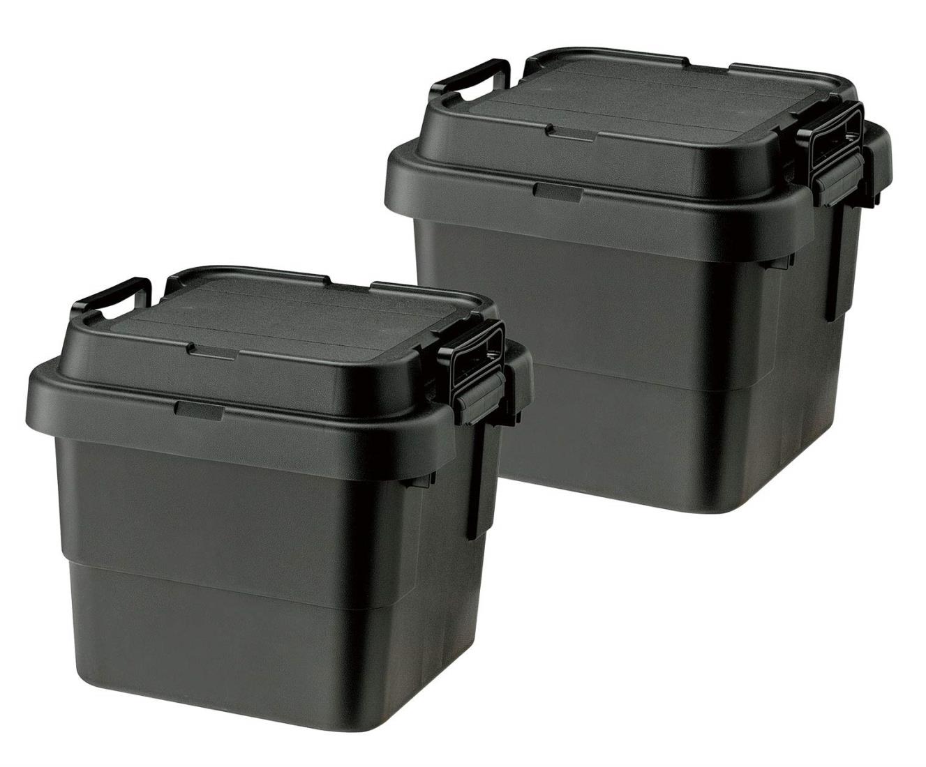リス(RISU) 収納ボックス トランクカーゴ 30L ブラック 日本製 TC-30S 2個セット コンテナ ボックス スタッキング 屋外収納 キャンプ 防水