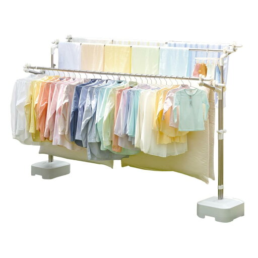 【マラソンエントリーでポイント10倍】天馬 高さと竿受けの向きを干す場所に合わせることが可能 ベランダの隠し干しにも最適 洗濯物干し 組立式 屋外用 物干しブロー台付 ホワイト 幅35×奥行61×高さ107〜170cm PS-28