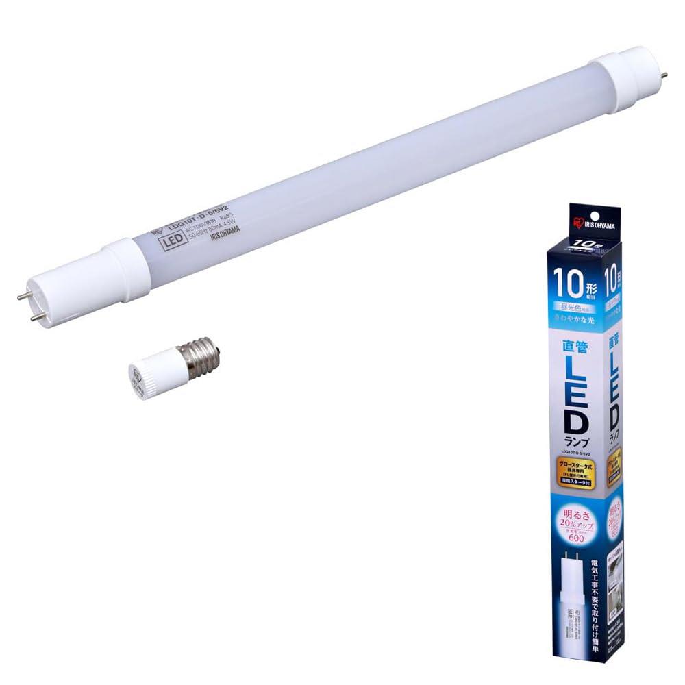 アイリスオーヤマ LED蛍光灯 LED直管ランプ 10形 工事不要 グロースタータ式器具専用 昼光色 LDG10T・D・5/6V2 並 行 輸 入 品