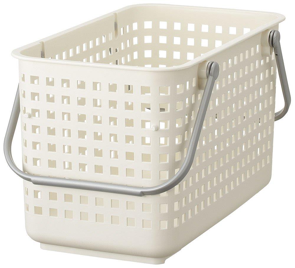 ライクイット(like-it) 洗濯カゴ スタッキング可能 持ち手付き バスケット M 約幅27.7 奥45.5 高26.8cm ホワイト 日本製 SCB-11 ランドリー収納