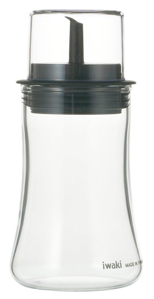 iwaki(イワキ) AGCテクノグラス 耐熱ガラス 液だれしにくい醬油差し 醤油用 120ml もれにくい フタ付き調味料入れ KT5031-BK