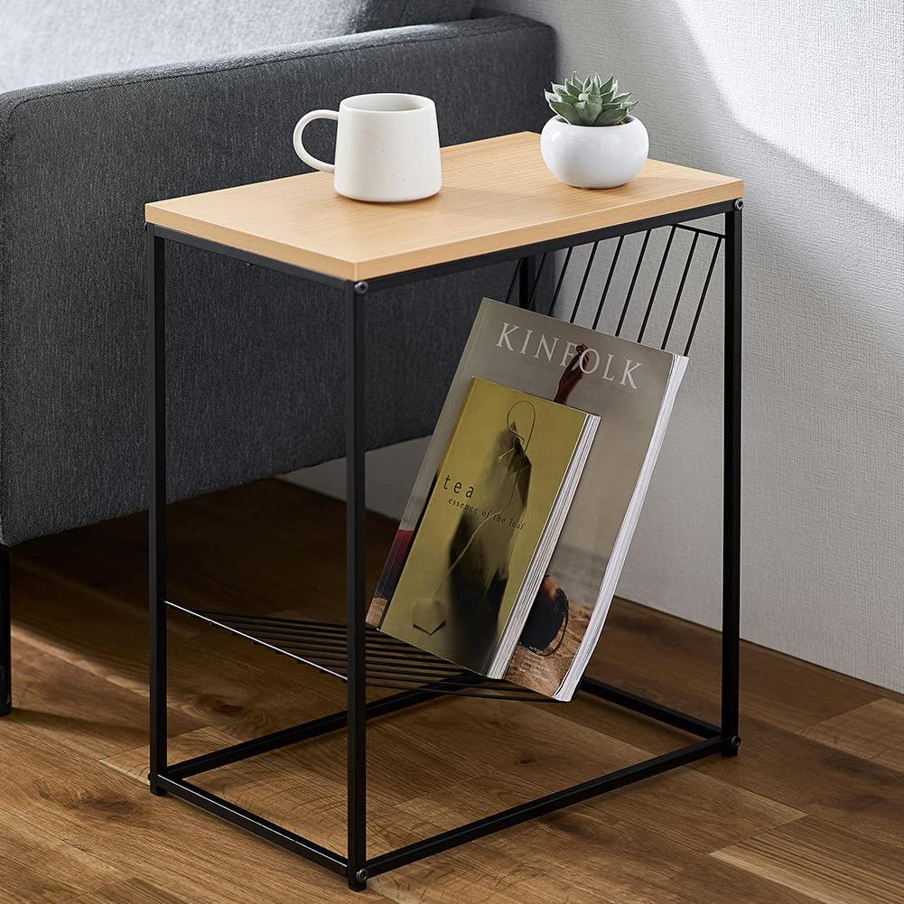 アイリスオーヤマ スチールフレームサイドテーブル おしゃれなディスプレイ 幅約25×奥行約40×高さ約50 おしゃれインテリア SFST-247M ナチュラル