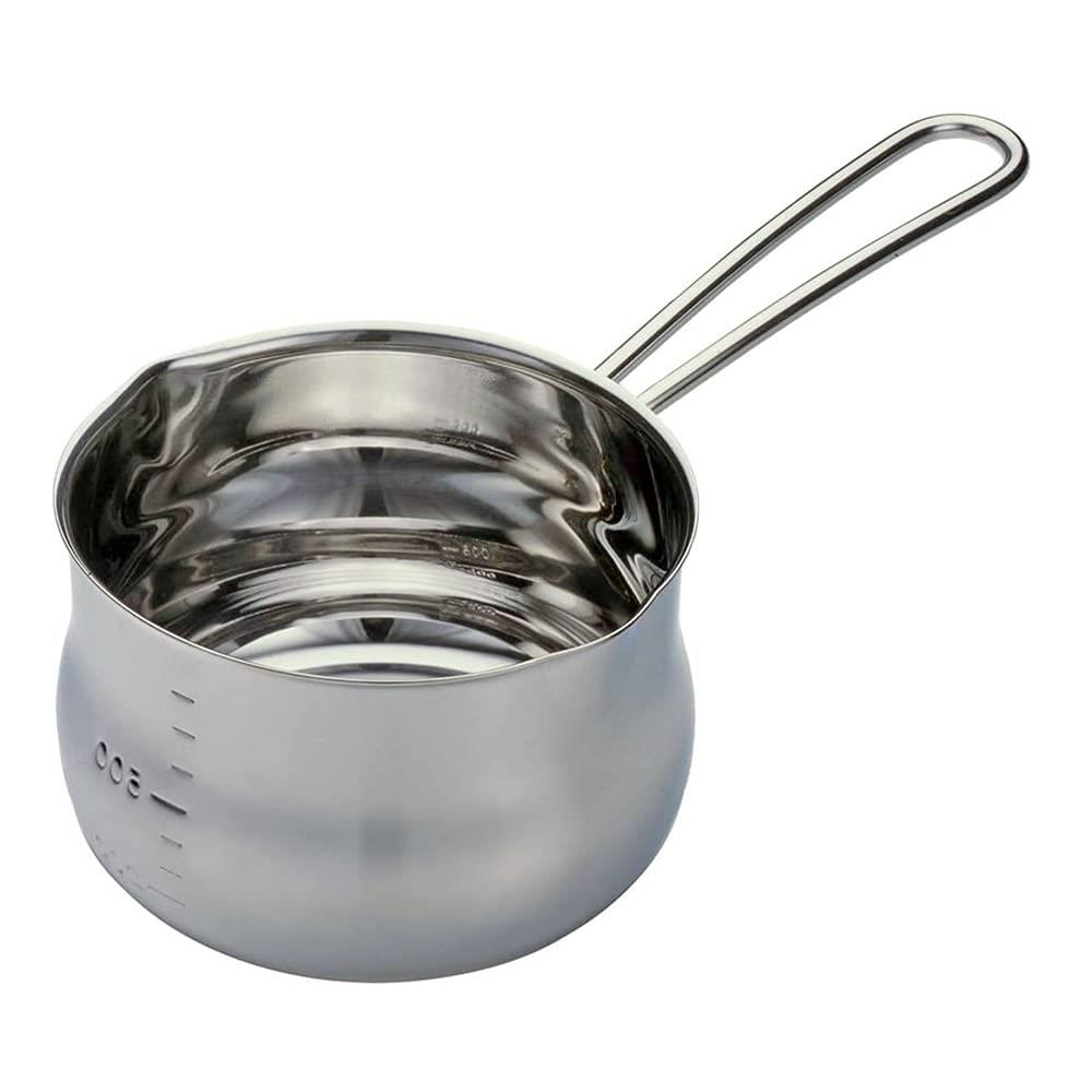 下村企販 ミルクパン 12cm 【日本製】 1.0L 直火専用 注ぎ口付き 分量の目安になる 目盛り付き 少量のスープ作り 離乳食 ミルクの温め 片手鍋 小 シンプル ステンレス 燕三条 14966