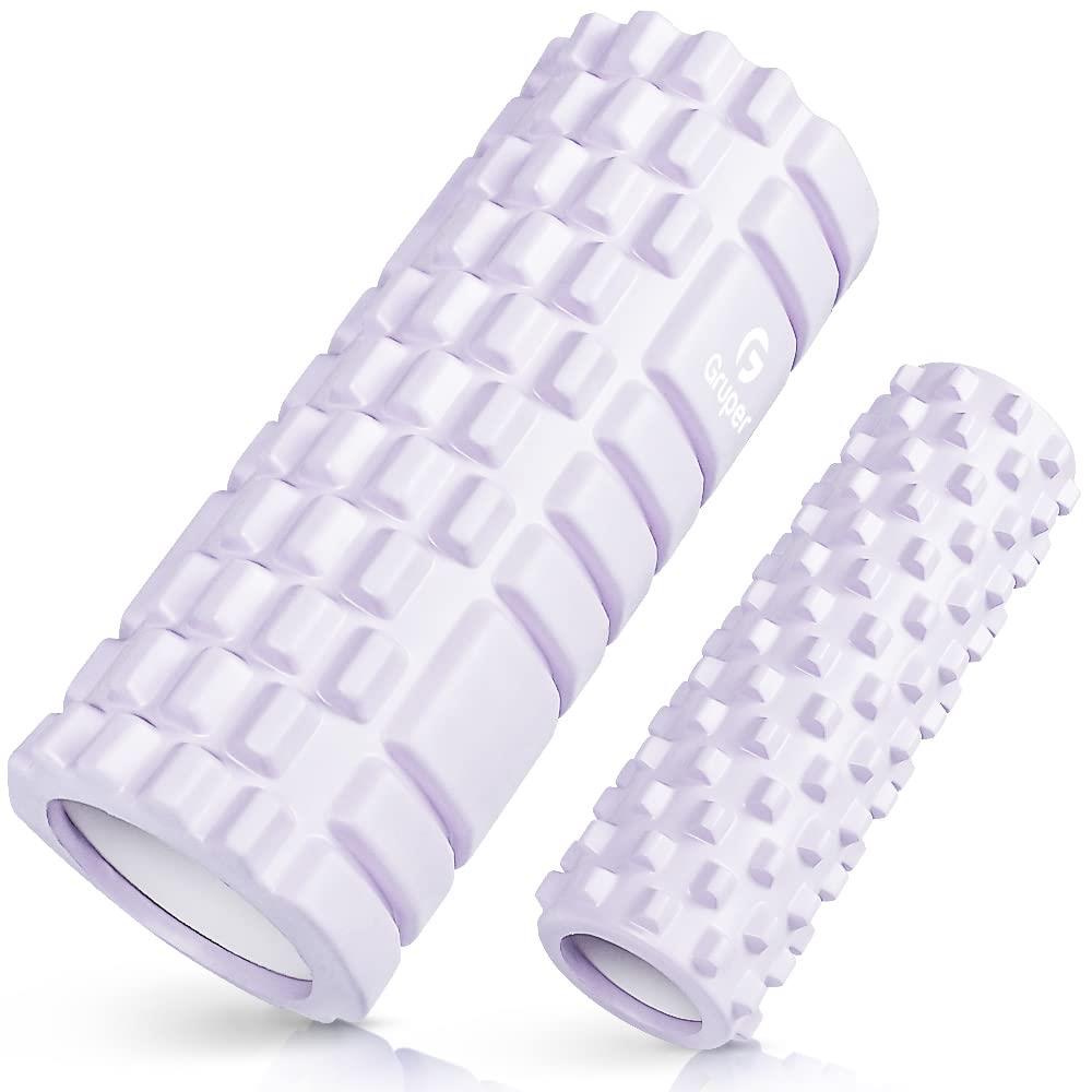 Gruperフォー ムロ ーラー 筋膜リリース 大小2個セット 筋膜ロ ー ラー ストレッチロ ー ラー グリッドフォー ムロ ーラー (ドリーム パープル)