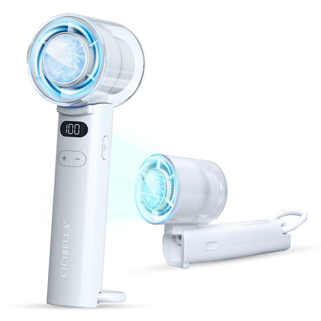 【瞬間冷却 2025年夏新型】シシベラ ハンディファン 冷却プレート 首掛け 折りたたみ式 5段階風力調節 最大13h稼働 クーラー機能 手持ち 携帯扇風機 卓上扇風機 にもなる おしゃれ カラビナ付きアウトドア キャンプ パールレース