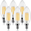 【マラソンエントリーでポイント10倍】Tengyuan シャンデリア電球 60W形相当 E12口金 LED電球 60W フ ィ ラ メ ン ト LED電球 E12 6個入り 蝋燭型 電球色 6W 2700k 600lm C35 クリアタイプ シャンデリア形