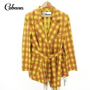 75%オフ 新品 正規品 CABANA カバナ ジャケット 38 イエロー ブラウン レディース Mサイズ チェック柄 ハーフコート 春夏秋