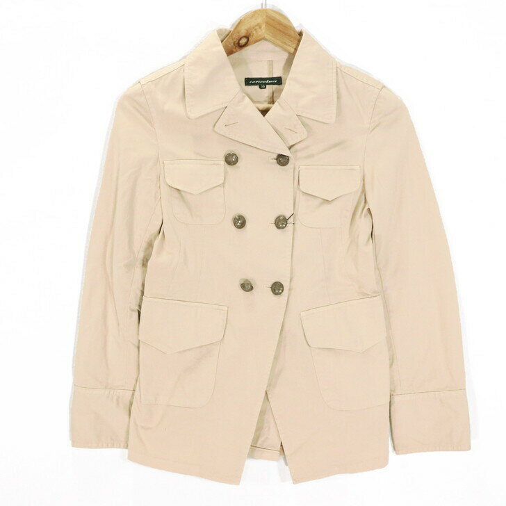 90％オフ 新品 正規品 カリカチュール caricature ジャケット 36 レディース XSサイズ ブルゾン ダブル ライトベージュ カジュアル コットン100% CJ-802